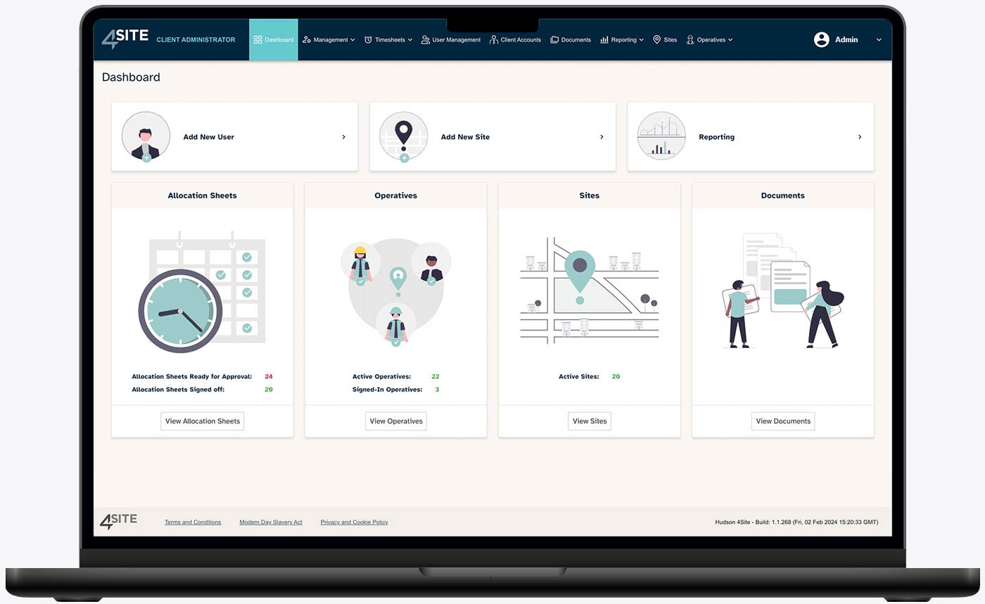 4Site Admin Dashboard Tint